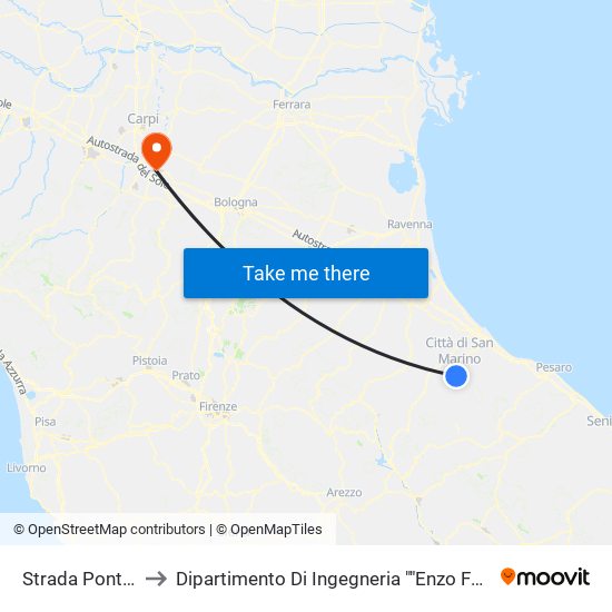 Strada Ponte V to Dipartimento Di Ingegneria ""Enzo Ferrari"" map