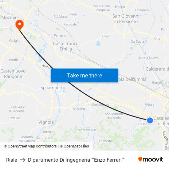 Riale to Dipartimento Di Ingegneria ""Enzo Ferrari"" map