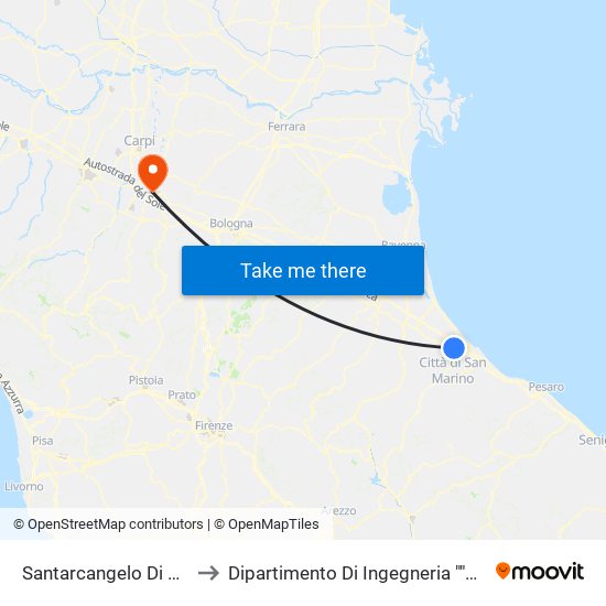 Santarcangelo Di Romagna to Dipartimento Di Ingegneria ""Enzo Ferrari"" map