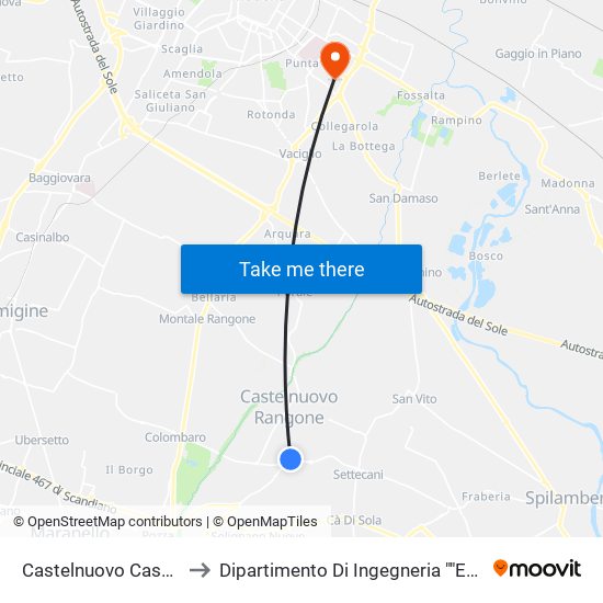 Castelnuovo Case Nuove to Dipartimento Di Ingegneria ""Enzo Ferrari"" map