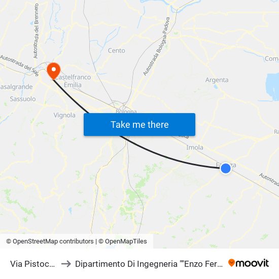 Via Pistocchi to Dipartimento Di Ingegneria ""Enzo Ferrari"" map