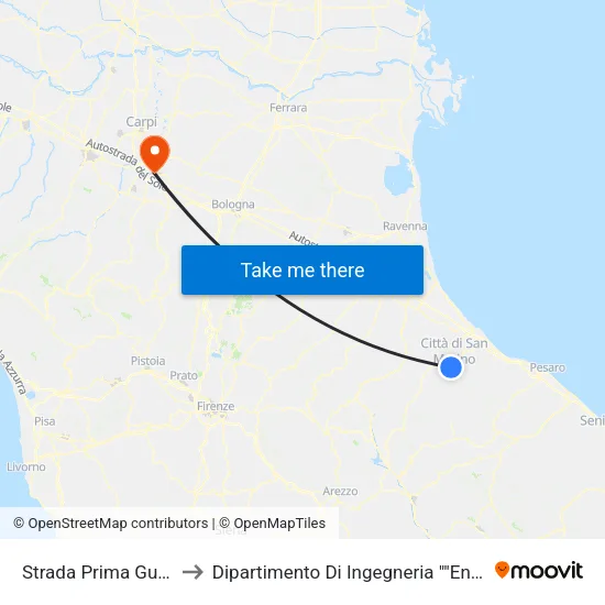 Strada Prima Gualdaria to Dipartimento Di Ingegneria ""Enzo Ferrari"" map