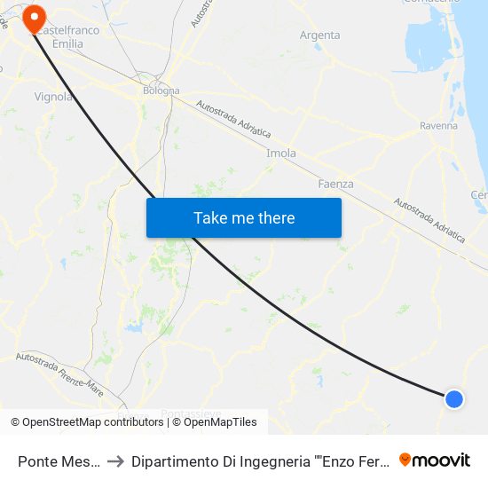 Ponte Messa to Dipartimento Di Ingegneria ""Enzo Ferrari"" map