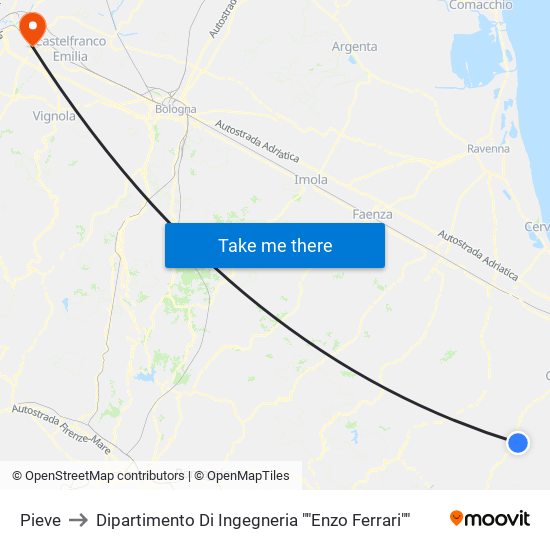 Pieve to Dipartimento Di Ingegneria ""Enzo Ferrari"" map