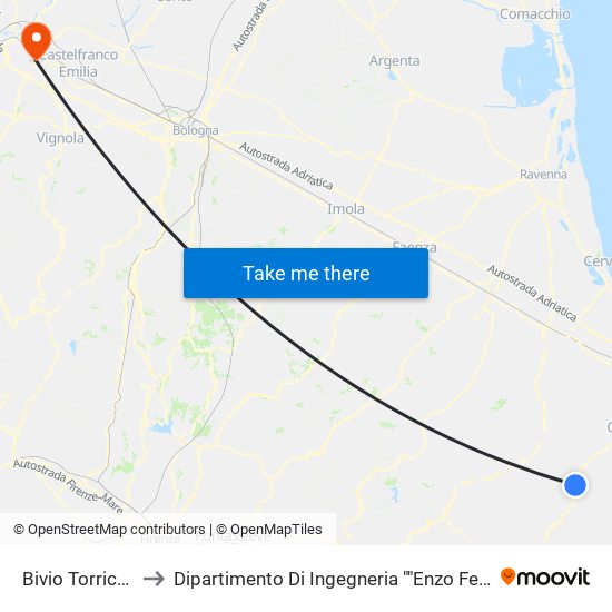 Bivio Torricella to Dipartimento Di Ingegneria ""Enzo Ferrari"" map