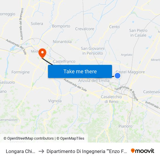 Longara Chiesa to Dipartimento Di Ingegneria ""Enzo Ferrari"" map