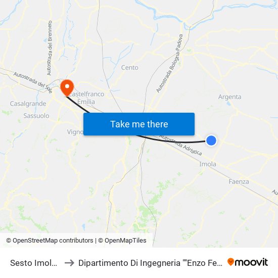 Sesto Imolese to Dipartimento Di Ingegneria ""Enzo Ferrari"" map
