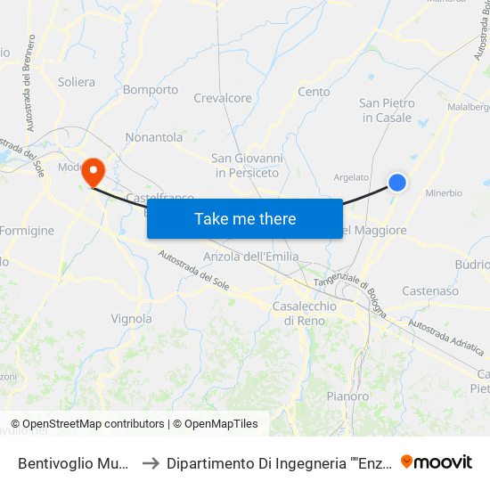 Bentivoglio Municipio to Dipartimento Di Ingegneria ""Enzo Ferrari"" map