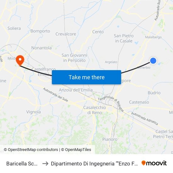 Baricella Scuole to Dipartimento Di Ingegneria ""Enzo Ferrari"" map