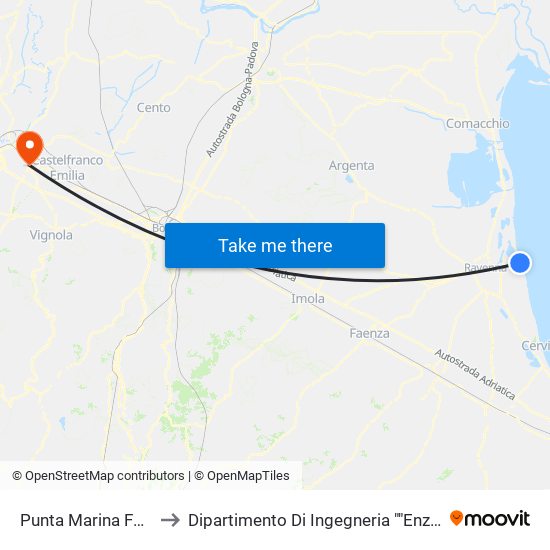 Punta Marina Fontana to Dipartimento Di Ingegneria ""Enzo Ferrari"" map