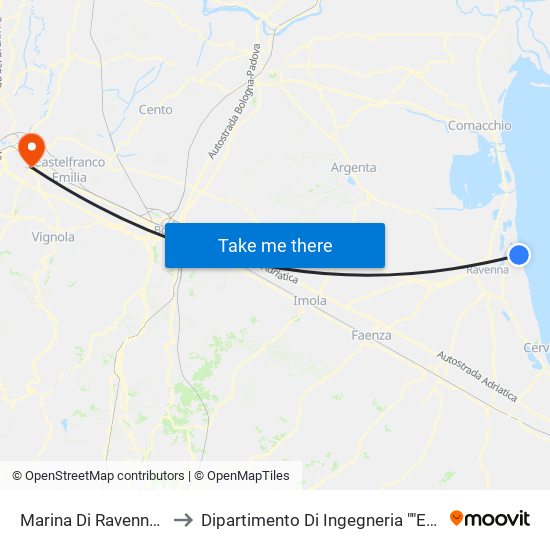 Marina Di Ravenna Terme to Dipartimento Di Ingegneria ""Enzo Ferrari"" map