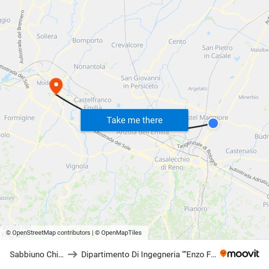 Sabbiuno Chiesa to Dipartimento Di Ingegneria ""Enzo Ferrari"" map