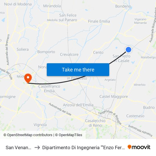 San Venanzio to Dipartimento Di Ingegneria ""Enzo Ferrari"" map