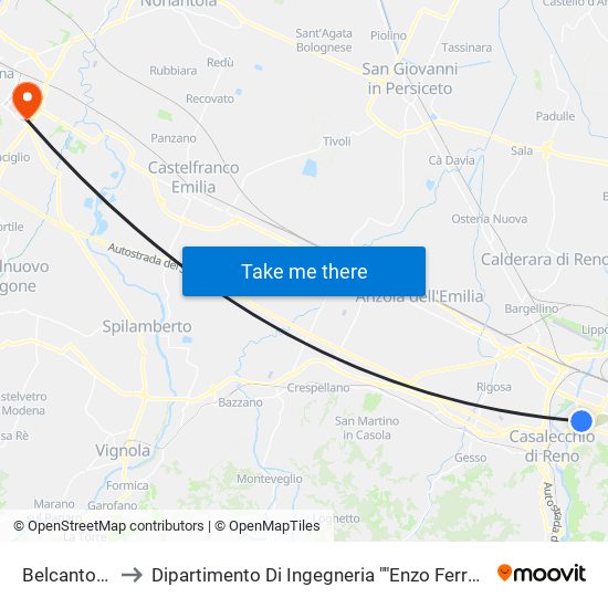 Belcantone to Dipartimento Di Ingegneria ""Enzo Ferrari"" map