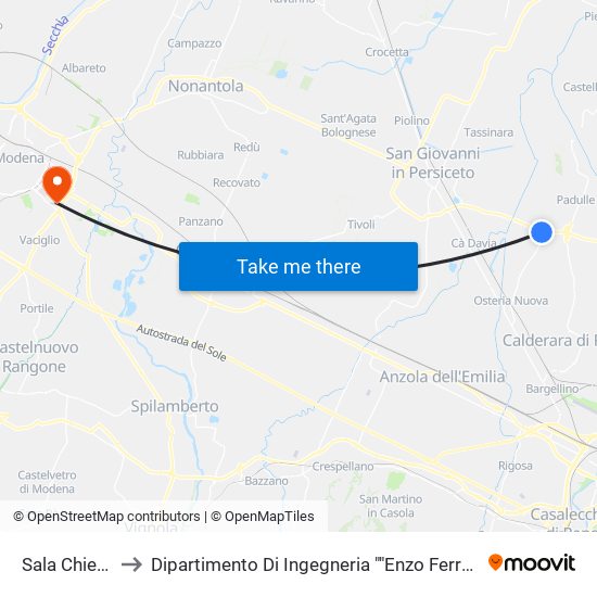 Sala Chiesa to Dipartimento Di Ingegneria ""Enzo Ferrari"" map