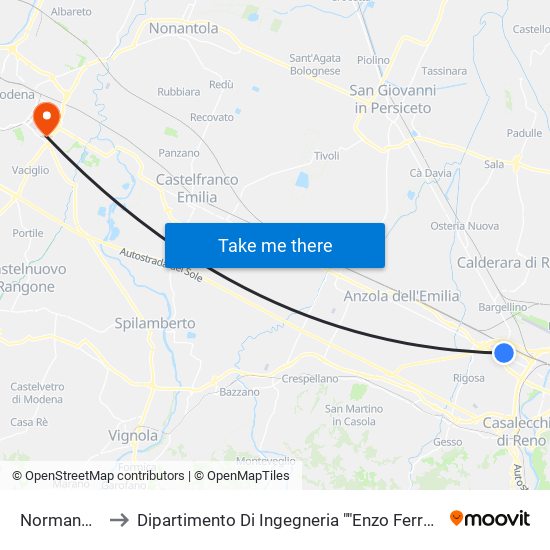 Normandia to Dipartimento Di Ingegneria ""Enzo Ferrari"" map