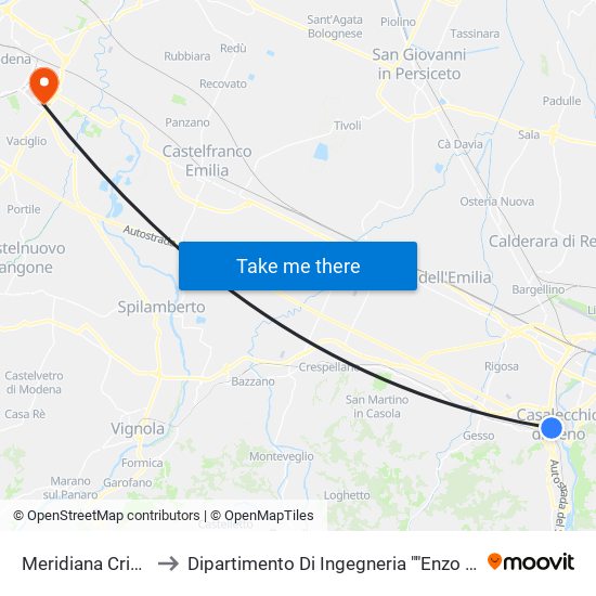 Meridiana Cristoni to Dipartimento Di Ingegneria ""Enzo Ferrari"" map