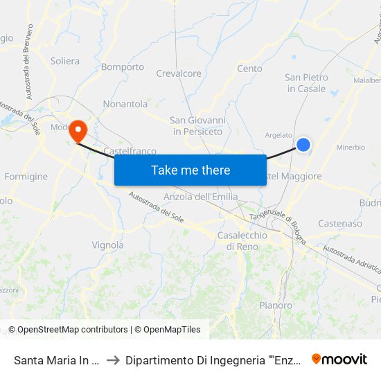 Santa Maria In Duno to Dipartimento Di Ingegneria ""Enzo Ferrari"" map