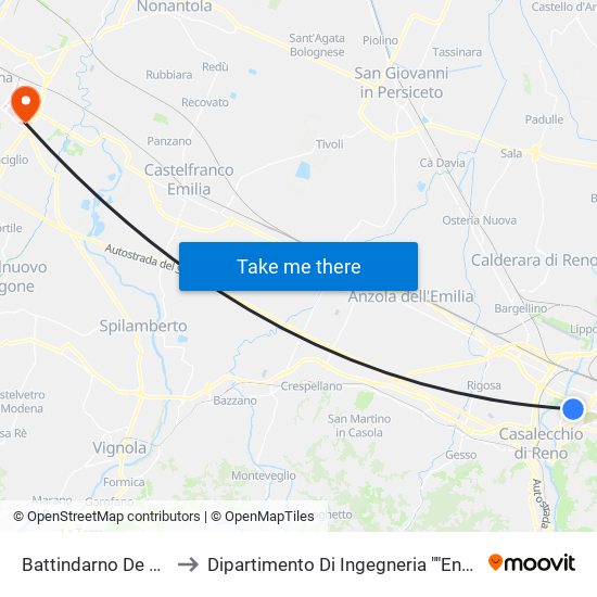 Battindarno De Carolis to Dipartimento Di Ingegneria ""Enzo Ferrari"" map