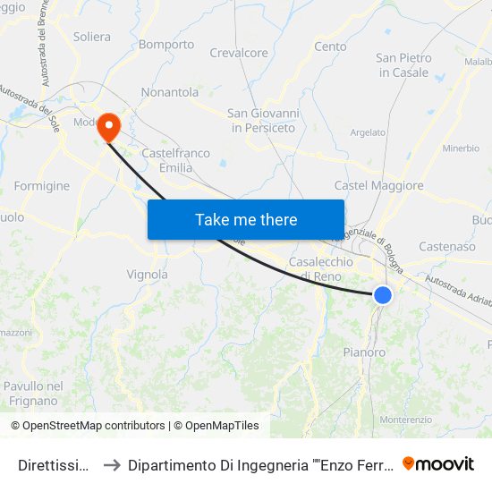 Direttissima to Dipartimento Di Ingegneria ""Enzo Ferrari"" map