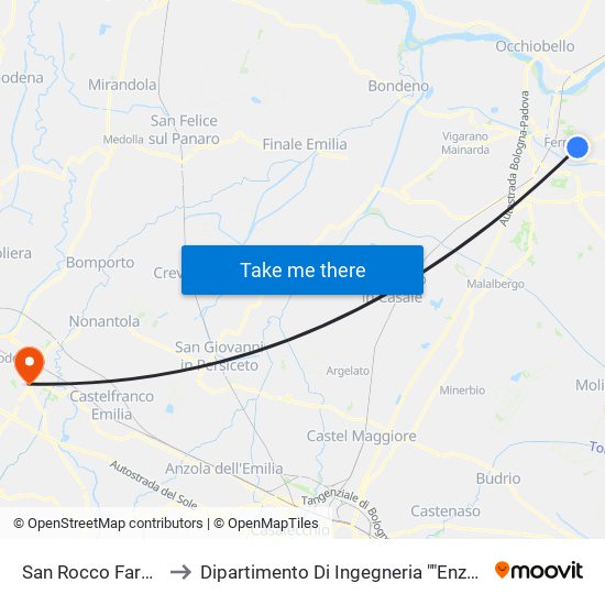 San Rocco Farmacia to Dipartimento Di Ingegneria ""Enzo Ferrari"" map