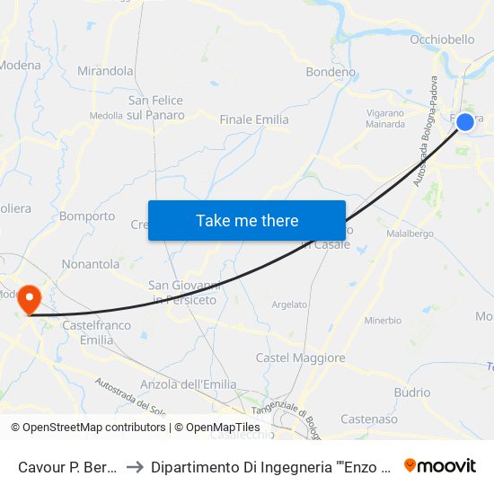 Cavour P. Beretta to Dipartimento Di Ingegneria ""Enzo Ferrari"" map