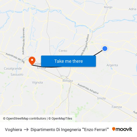 Voghiera to Dipartimento Di Ingegneria ""Enzo Ferrari"" map