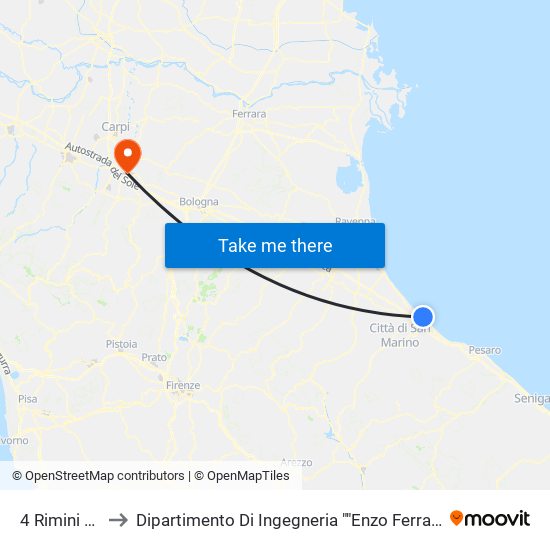 4 Rimini FS to Dipartimento Di Ingegneria ""Enzo Ferrari"" map