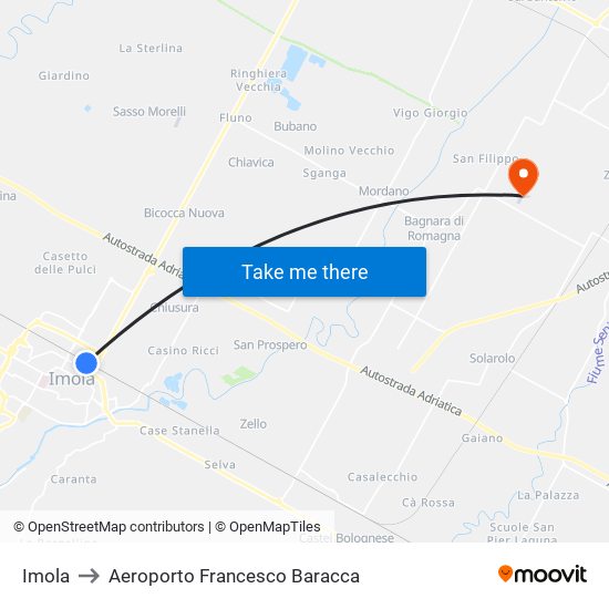 Imola to Aeroporto Francesco Baracca map