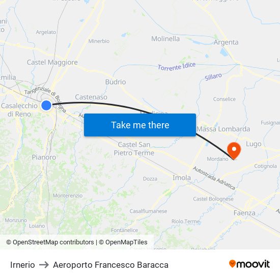 Irnerio to Aeroporto Francesco Baracca map