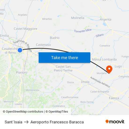 Sant`Isaia to Aeroporto Francesco Baracca map