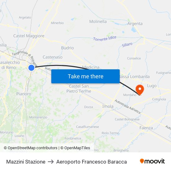 Mazzini Stazione to Aeroporto Francesco Baracca map