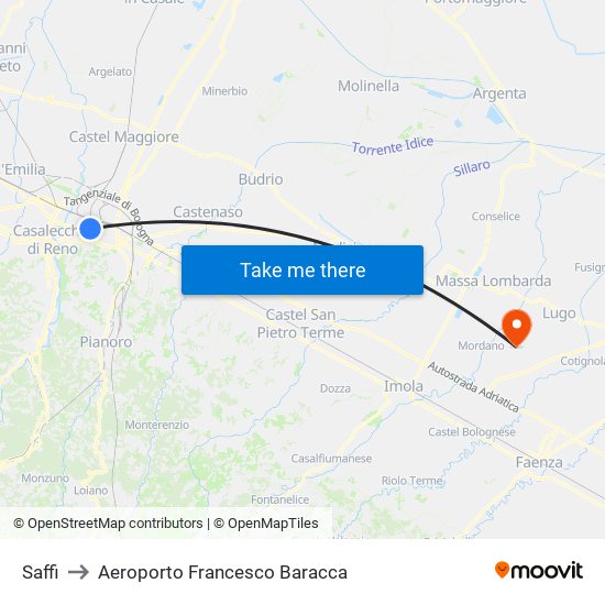 Saffi to Aeroporto Francesco Baracca map