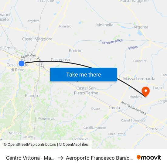 Centro Vittoria - Mast to Aeroporto Francesco Baracca map
