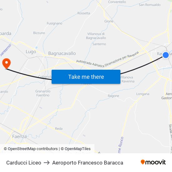 Carducci Liceo to Aeroporto Francesco Baracca map
