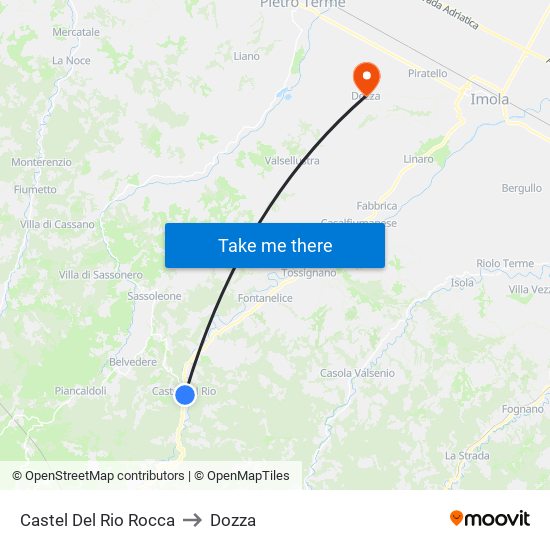Castel Del Rio Rocca to Dozza map