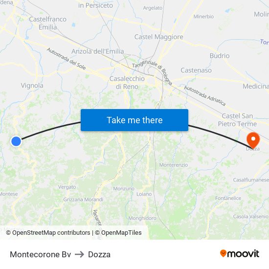 Montecorone Bv to Dozza map