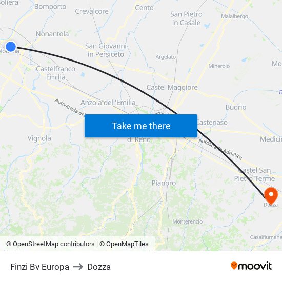 Finzi Bv Europa to Dozza map