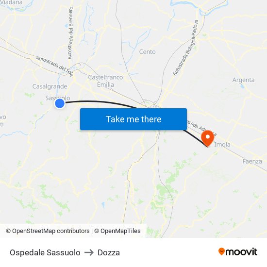 Ospedale Sassuolo to Dozza map