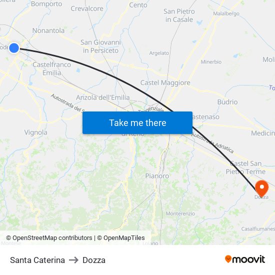 Santa Caterina to Dozza map