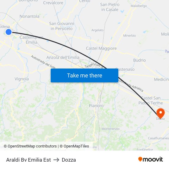 Araldi Bv Emilia Est to Dozza map