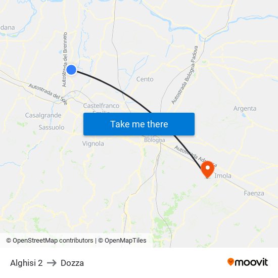 Alghisi 2 to Dozza map
