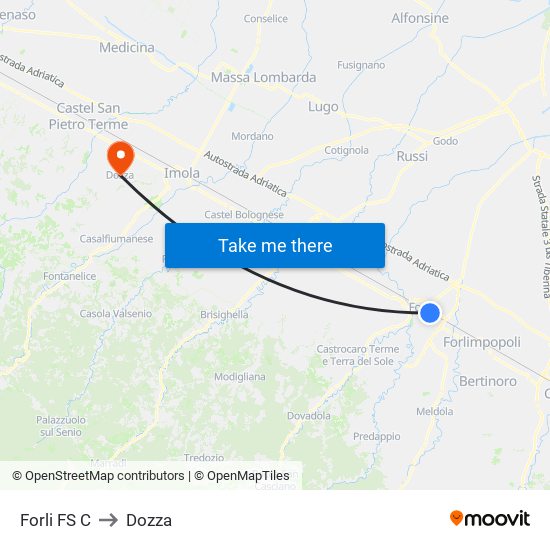 Forli FS C to Dozza map