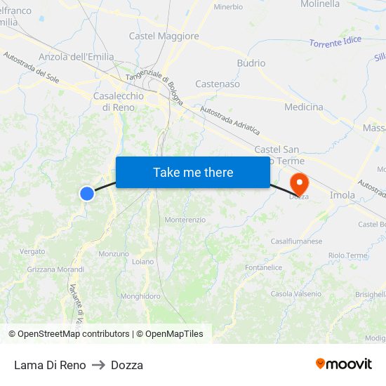 Lama Di Reno to Dozza map