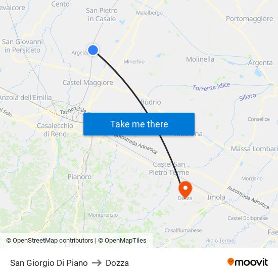 San Giorgio Di Piano to Dozza map