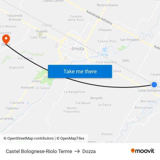 Castel Bolognese-Riolo Terme to Dozza map