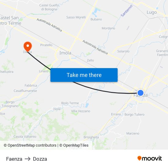 Faenza to Dozza map