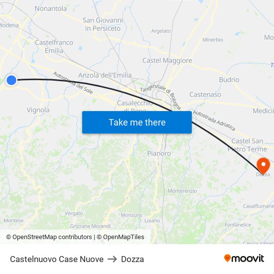 Castelnuovo Case Nuove to Dozza map