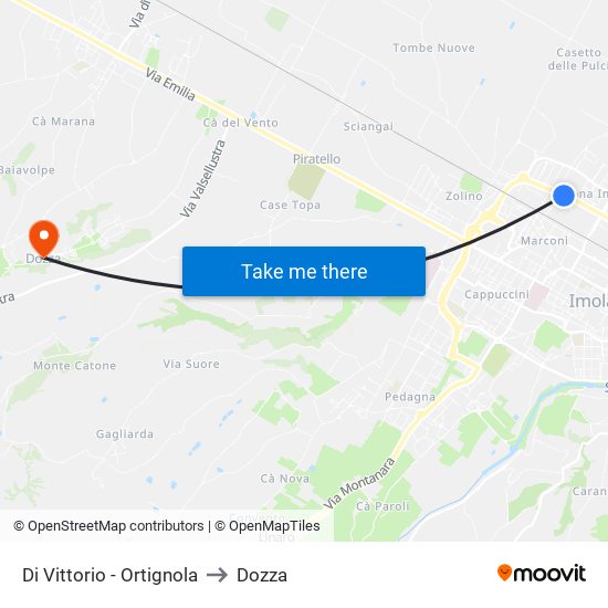 Di Vittorio - Ortignola to Dozza map