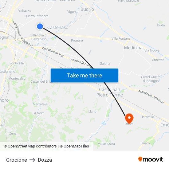 Crocione to Dozza map